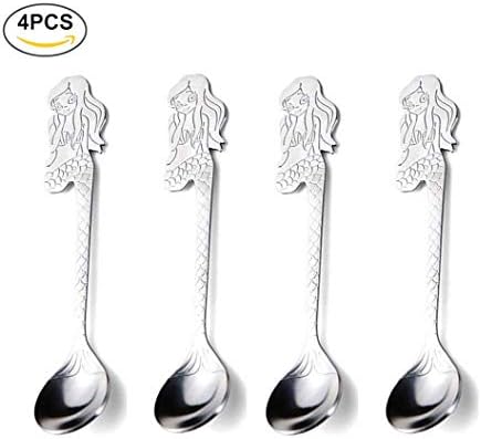 AYOMI Stainless Steel Coffee Spoon, Dessert Tea Appetizer Bistro Cake Ice Cream Sugar Spoons (mermaid)