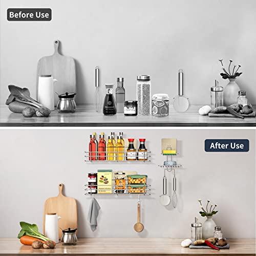 Shower Caddy Bathroom Organizer Shelf 3PCS with Soap Holder, Adhesive Shower Shelf, Caddy Basket Shelves with Hooks, Rustproof 304 Stainless Steel Shower Organizers and Storage Rack for Kitchen