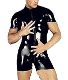 Efashionmx Mens Sexy Pu Leather Jumpsuit Rompers