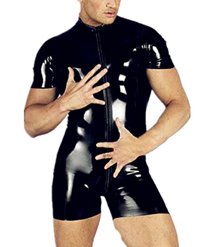 Efashionmx Mens Sexy Pu Leather Jumpsuit Rompers