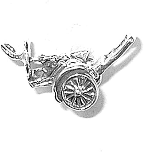 925 Sterling Silver Rickshaw Tuk Cart Car 3 Three Wheel Motor Bike Pendant Charm
