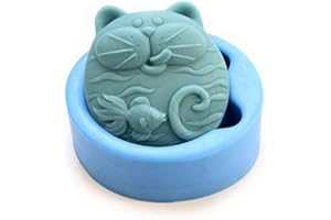 Silicone Molds Cute cat, Big-Faced cat Shape Craft Art Silicone Soap Mold, cat and Fish Craft Molds Animals Soap Molds - The Best DIY Handmade Gifts - Molds Making Supplies by YSCEN