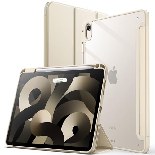 JETech Case Only for iPad Air 11 inch M4/M3/M2 (2026/2025/2024), iPad Air 5/4 (10.9 inch, 2022/2020) with Pencil Holder, Clear Back Case Slim Stand Cover (Star White)