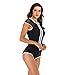 Conjunto De Natación para Mujer De UNA Pieza Bikini De Estilo Conservador Retro De Manga Corta Con Ropa Whitethumb 4