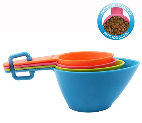 Himi Pet Food Scoops Plastic Measuring Cups - Set of 4 - Great for Dog, Cat and Bird Food (Random Color)