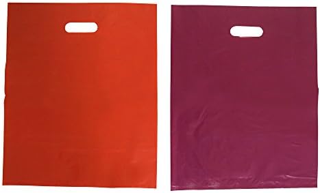 110 Recyclable Plastic Shopping Bags by The Lakshmi Company, 12โ x 15โ in Pink & Purple | Grocery Plastic Bags | Bags to Make Your Product Memorable
