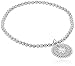 Sterling Silver Diamond Stretch Bead Clover Cut Out with Charm Bracelet