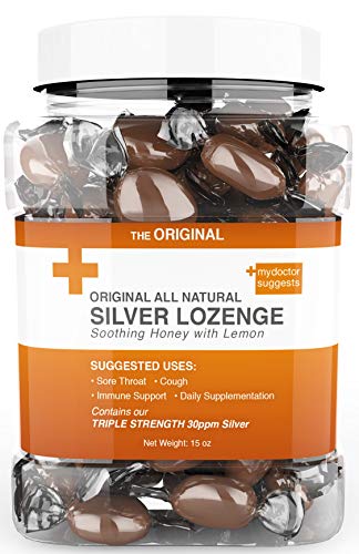 Original All Natural Silver Lozenges - Soothing Honey with Lemon: The Perfect Cough Drop for Cough, Throat & Mouth Health or Even Daily Supplementation & Immune Support, Contains 30ppm Silver