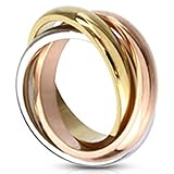 STR-0018 4mm High Polished Stainless Steel Triple Multi Color Band Ring (6)