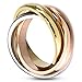 Jinique STR-0018 4mm High Polished Stainless Steel Triple Multi Color Band Ring