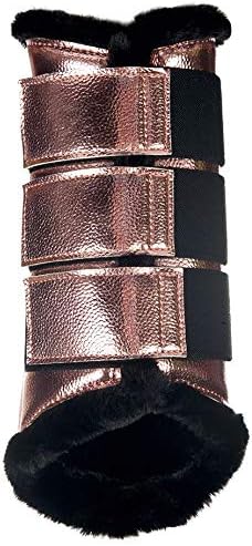 HKM 10838 Metallic Dressage Gaiters Teddy Lining, dark blue - Image 3