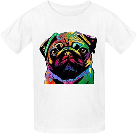 Abover Pug Dog Kids Cool Round Neck T-Shirts White