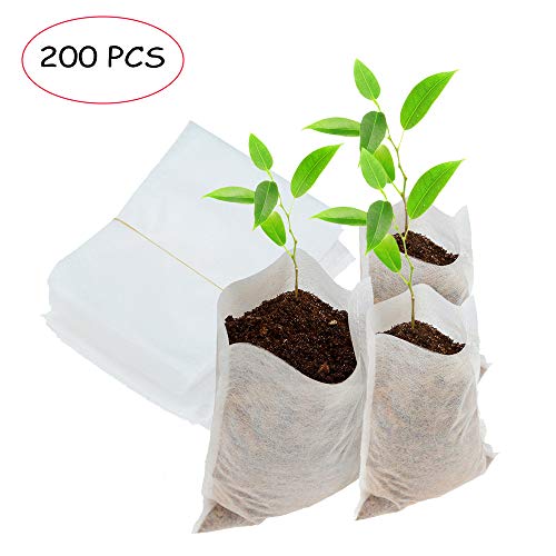 200Pcs Biodegradable Non-Woven Nursery Bags Plant Grow Environmental Bags Fabric Seedling Pots Plants Pouch Home Garden Supply