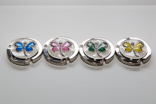 Dragonfly Purse Hangers - Set of 4 (Blue/Yellow/Pink/Green)