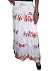 Women's Summer White Floral Indian Cotton Printed Long Skirt