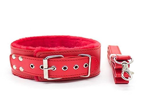 Premium Furry Red Choker Collar & Leash for Adults – Restraints for Sex