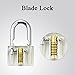 3pcs Transparent Lock Set Sopoby Crystal Keyed Padlock + Cylinder Lock + Blade Lock, Clear Locks