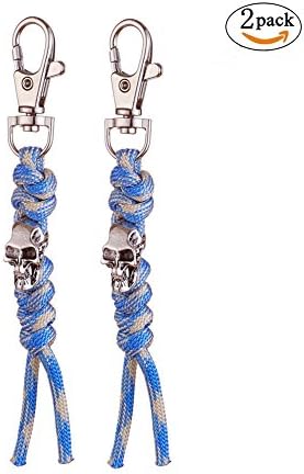 Paracode Zipper Pulls Skull Zipper Fixer for Keys Bags Backpacks Suitcase Traveling Bags Jacket Best Gifts for Friend Men Women 2 Pack(White Blue)
