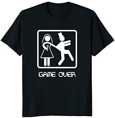 Mens Video gamer shirt - Game Over Wedding Groom Bachelor Shirt Large Black
