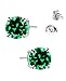 .925 Sterling Silver 6mm Green Round Shape Cubic Zirconia Stud Earrings