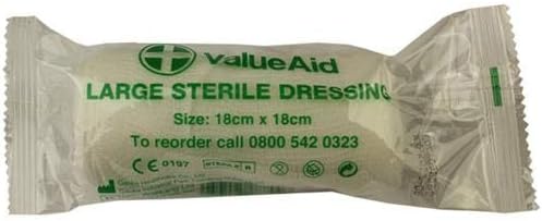 Value Aid Large Sterile Dressing - 18cm x 18cm - Single, 18 cm x 18 cm (Pack of 1)