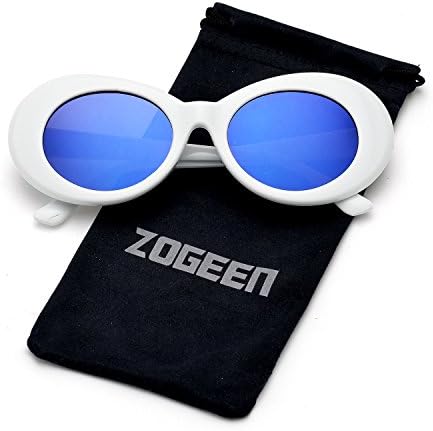 ZOGEEN Bold Retro Oval Lens Mod Style Thick Frame Sunglasses Clout Goggles 1212 (Deep Blue)