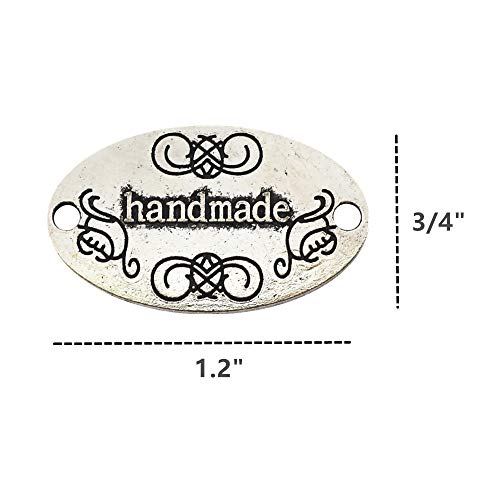 ZHU YU CHUN 50 Pcs Metal Handmade Tag Signs, Fashionable Jewelry Making Charms Findings, Antique Silver