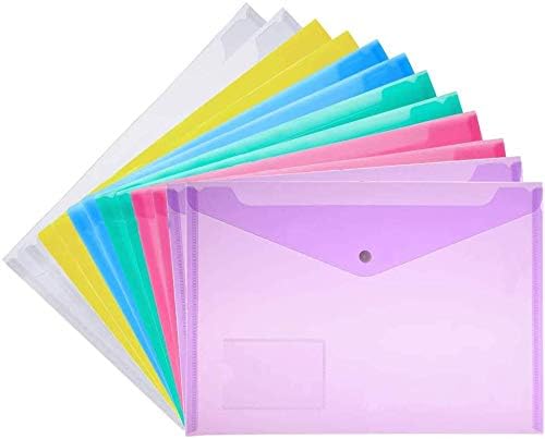 Plastic Envelopes Wallets, MerryNine 30 Pack A4 Colorful Document Folder, for School Home Work Office Organization
