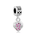 LilyJewelry Breast Cancer Awareness Angel Wing Heart Bead Charm For Bracelets