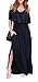 Oyanus Womens Off The Shoulder Ruffles Pockets Dress Side Split Maxi Dresses