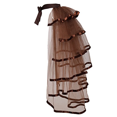 GRACEART Victorian Steampunk Tie-on Bustle Skirt Tutu Belt Lace Underskirt 105cm Length Brown