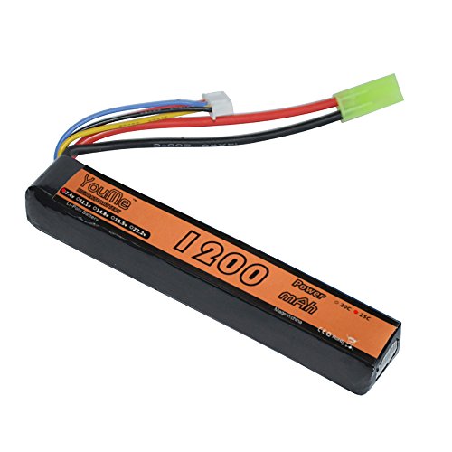 Youme 2S 1200mAh 25C-50C 7.4v LiPo Airsoft Battery With Mini Tamiya Connector for AK Airsoft Gun Model - Thumbnail 6