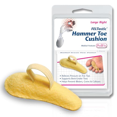 PediFix Felt Toe Crest Cushion with Loop for Hammer Toe Support Large Right, 2 Pack