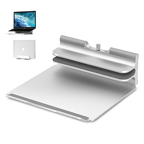 Vertical Laptop Stand – Seenda Adjustable Laptop Stand, Vertical Stand plus Adjustable Height Stand for Typing 2 in 1, Compatible with All MacBook, MacBook Air, MacBook Pro,Dell XPS Laptops-Silver
