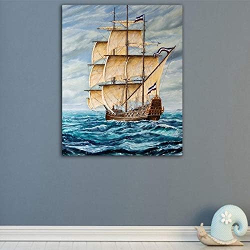 お洒落 抽象北欧ヨット海ポスターと版画キャンバス 絵画壁アートワーク写真寝室家の装飾90 72センチなしフレーム