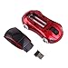 HDE 2.4GHz Sports Car Shape Wireless Ergonomic Optical Mouse with Adjustable DPI (Spider Red)