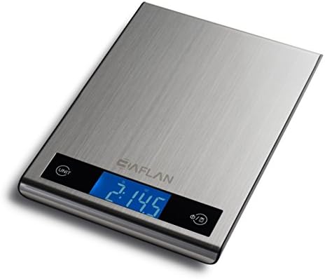 Baflan Stainless Steel Digital Kitchen And Food Scale, LCD Display with Blue Backlit - Anti-Finger Proof Feature
