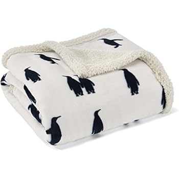 Eddie Bauer Emperor Penguin Ultra Plush Throw, 50x60in, Navy