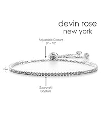 Devin Rose - Pulsera de tenis ajustable estilo bolo para mujer fabricada con cristal Swarovski