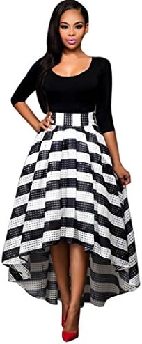 Quistal Women's Stripe Top Plus Size Midi Party Cocktail Dresses Party Ball Gown Evening Wedding Dress