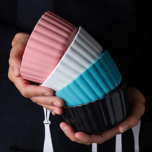 BonNoces 5 Ounce Porcelain Ramekins/Souffle Dishes - Elegant Matte Color Baking Cup for Pudding, Ice Cream and Creme Brulee - Set of 6 (White)
