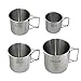 BeGrit Camp Cup and Mug Set for Backpack Camping Hiking Stainless Steel with Foldable Handle Pack of 4