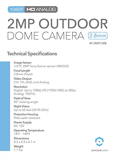 image for Amcrest Full HD 1080P 1920TVL Dome Outdoor Security Camera (Quadbrid 4