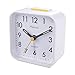 Pluteck Non Ticking Analog Alarm Clock with Nightlight and Snooze/Ascending Sound Alarm/Simple to Set Clocks, Battery Powered, Small, White