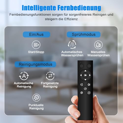 Window Cleaning Robot with Automatic Spray Function, Intelligent Navigation & Edge Detection, 3 Cleaning Modes, Remote Control, 70 ml Tank, Safety & UPS for Windows, Glass, Mirrors, Tiles