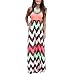 Yidarton Womens Wave Striped Summer Beach Dress Party Long Maxi Dresses Rose Large