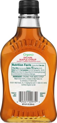 MAPLE GROVE FARMS ORGANIC PURE MAPLE SYRUP, GRADE A AMBER, 8.5 OUNCE