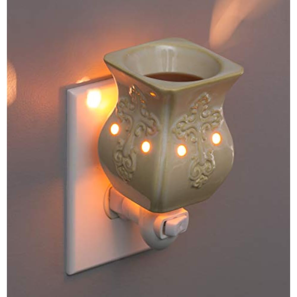 Plugin Fragrance Wax Melt Warmers (Antique White Ceramic Accent) Home