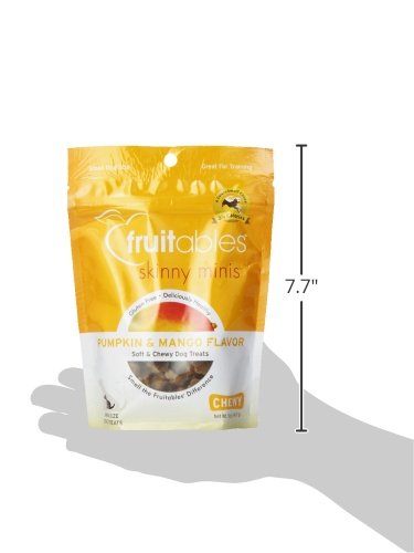 FRUITABLES SKINNY MINIS DOG TREATS, HEALTHY PUMPKIN TREAT FOR DOGS, LOW CALORIE & DELICIOUS, PUPPY TRAINING, NO WHEAT, CORN OR SOY, MADE IN THE USA, PUMPKIN AND MANGO FLAVOR, 5OZ
