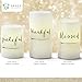 3-Piece Flickering LED Candle Set with Daily Timer by Order Home Collection, Flameless Candles, Real Wax, Battery Powered, Light Dances and Flickers, Tiered Pillars (Grateful, Thankful, Blessed)